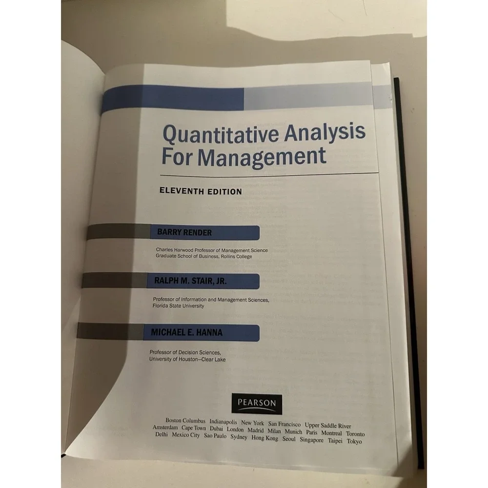 Quantitative Analysis for Management by Barry Render, Ralph M. Stair, Jr., Mich